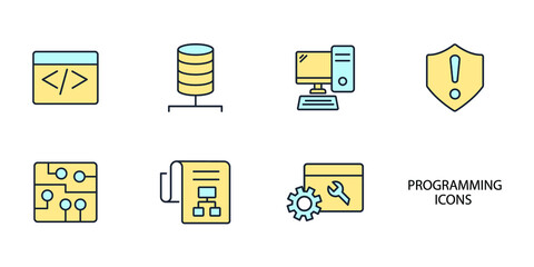 programming and coding icons set . programming and coding pack symbol vector elements for infographic web