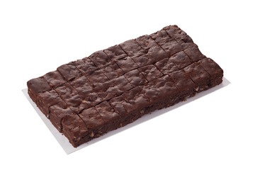 Brownies. Dark Chocolate Brownies,  Sliced fresh Brownies baked from oven Isolated on white background.