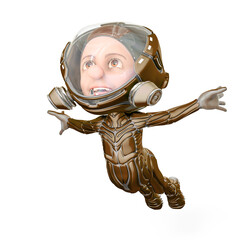 mini astronaut cartoon is floating