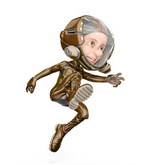 mini astronaut cartoon is running