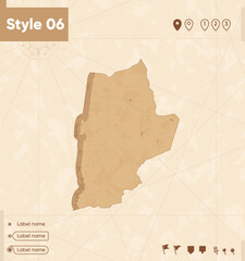 Antofagasta, Chile - map in vintage style, retro style map, sepia, vintage. Vector map.
