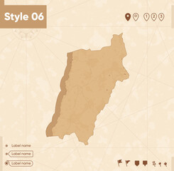 Atacama, Chile - map in vintage style, retro style map, sepia, vintage. Vector map.