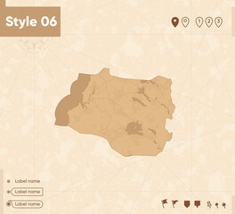 Los Rios, Chile - map in vintage style, retro style map, sepia, vintage. Vector map.