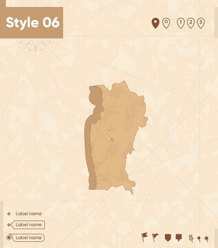 Coquimbo, Chile - map in vintage style, retro style map, sepia, vintage. Vector map.