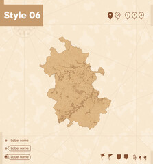 Anhui, China - map in vintage style, retro style map, sepia, vintage. Vector map.