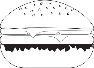 Cheese burger illustration white background vector