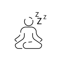 Selfcare line icon. Meditation, yoga, indifference. Mental health concept. Vector for topics like healthy lifestyle, psychology, alternative therapy. Sleep or sleepy