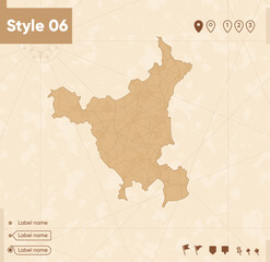 Haryana, India - map in vintage style, retro style map, sepia, vintage. Vector map.