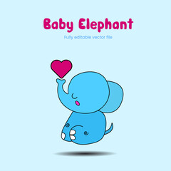 cute little baby elephant vector illustration clipart | fully editable vector file