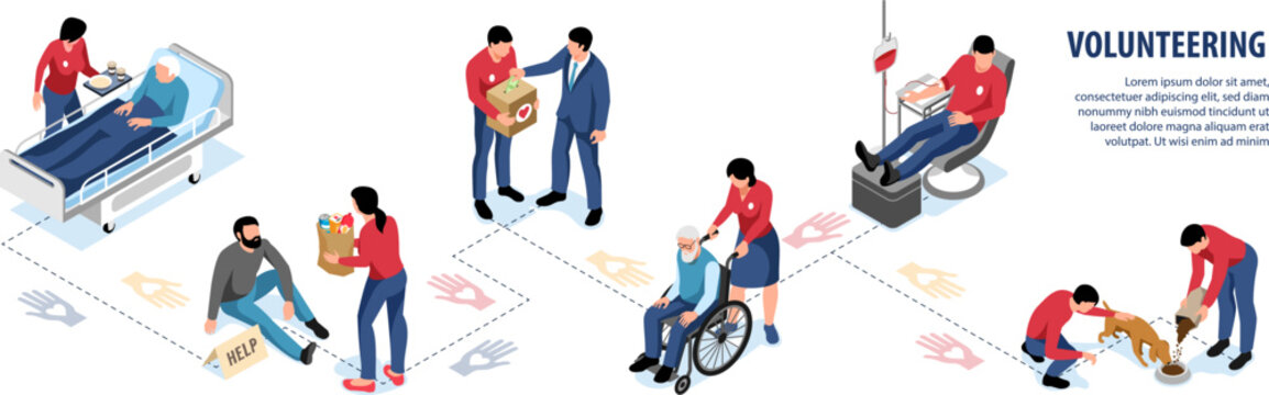 Volunteering Isometric Infographics