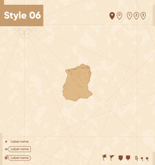 Sikkim, India - map in vintage style, retro style map, sepia, vintage. Vector map.