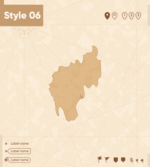 Tripura, India - map in vintage style, retro style map, sepia, vintage. Vector map.