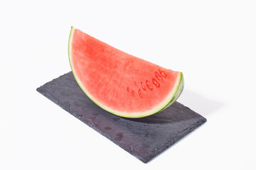 Fototapeta na wymiar Fresh sliced watermelon on white background
