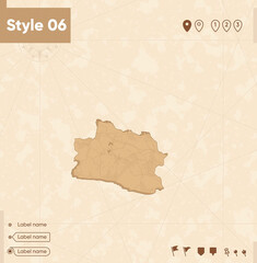 West Java, Indonesia - map in vintage style, retro style map, sepia, vintage. Vector map.