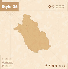 Fars, Iran - map in vintage style, retro style map, sepia, vintage. Vector map.