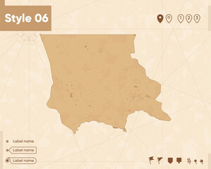 Jambyl, Kazakhstan - map in vintage style, retro style map, sepia, vintage. Vector map.
