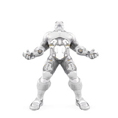 future soldier is looking up on white background