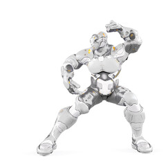 future soldier is ready to fight on white background side view