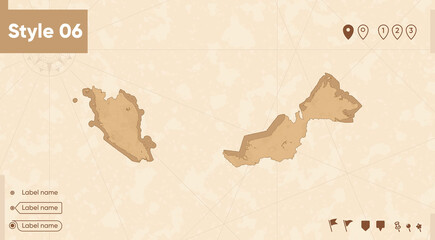 Malaysia - map in vintage style, retro style map, sepia, vintage. Vector map.