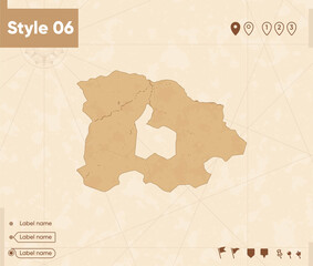 Selenge, Mongolia - map in vintage style, retro style map, sepia, vintage. Vector map.