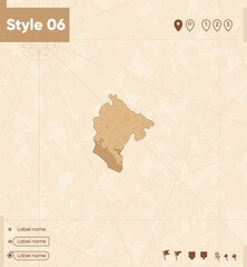 Montenegro - map in vintage style, retro style map, sepia, vintage. Vector map.