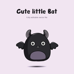 cute little baby black bat vector illustration clipart | fully editable vector file
