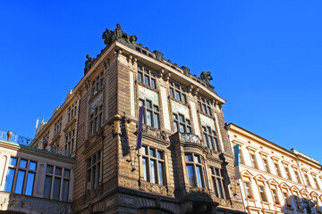 Fototapeta na wymiar Ancient beautiful house of Prague, Czech Republic