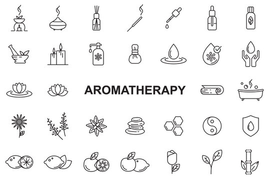 Aromatherapy Icons - Editable stroke