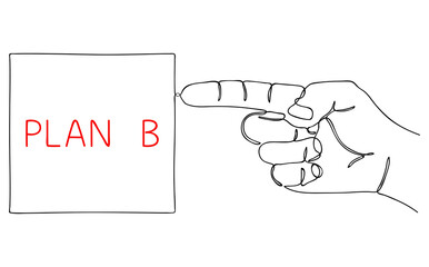 Plan B. Continuous One Line drawing. Editable hand drawn contour. Vector