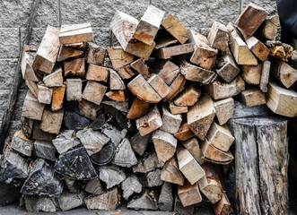 Close-up of stacked wood pile