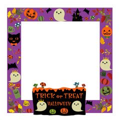 素材：カラフルでにぎやかなハロウィン用フレーム（四角形）