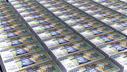 3D Pile of Iceland 5,000 Kronur Icelandic Money banknote