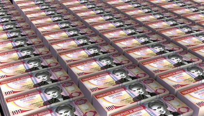 3D Pile of Monaco 100 Francs Money banknote