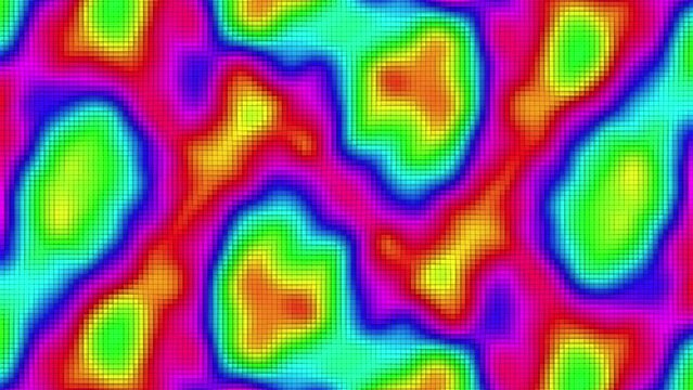 Abstract looping 3D animation of the moving colorful thermography heat cubic pattern in a style of 80s 8-bit video game rendered in UHD as motion background