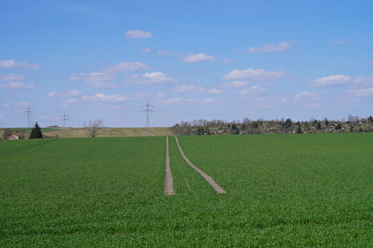 View to the gardening area Zorges near Bennstedt.