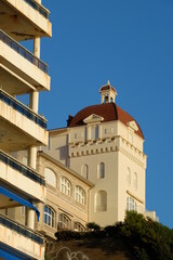 A close-up of some buildings of Biarritz. The 8th July 2022, France.