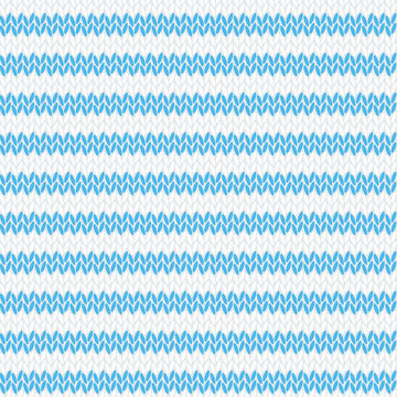  Striped knitted background, blue and white seamless pattern	