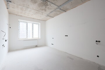 Empty white room without decoration and renovation