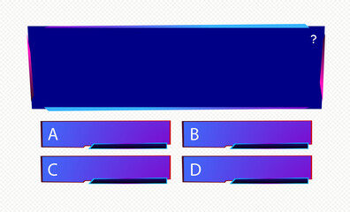 Template question and answers neon style for quiz game, exam, tv show, school, examination test. Vector Illustration 10 eps