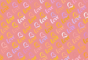 Light Pink, Yellow vector backdrop with sweet hearts.