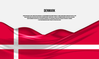 Denmark flag design. Waving Denmark flag made of satin or silk fabric. Vector Illustration.