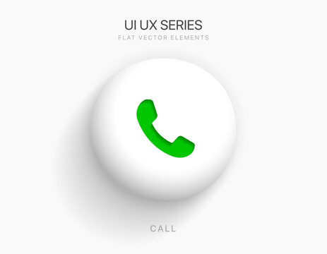 3D Green Phone Icon, Incoming Call, Calling, Mobile, Voice Talk, Contact Symbol. Social Media Sign For Website, Mobile App, UI, UX, GUI.