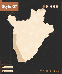 Burundi - map in vintage style, retro style, sepia, vintage. Vector map.