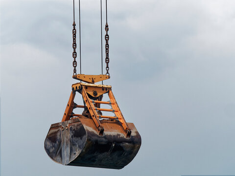 Crane claw in genova harbour , italy