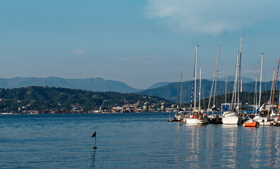 Fototapeta premium view of the port from fezzano in la spezia