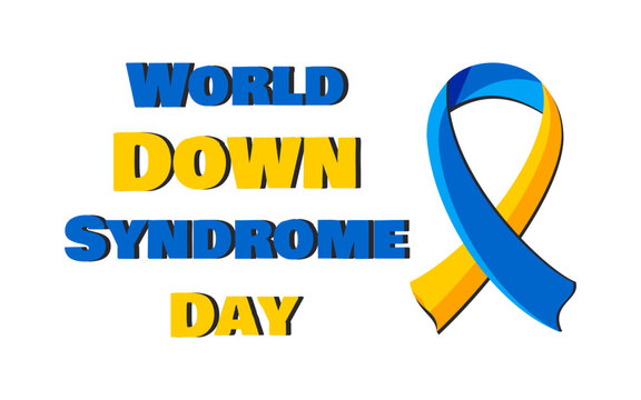 World Down Syndrome Day. The symbol is a yellow blue ribbon. 21 March. Vector.