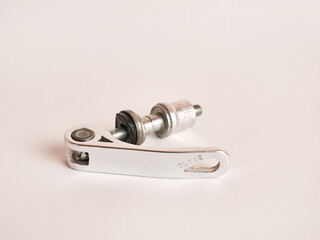 Aluminum bicycle clamp on a white background.