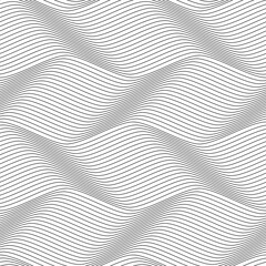 Vector seamless texture. Modern geometric background with fine wavy lines.