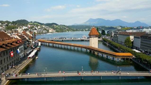 City of Lucerne in Switzerland from above - aerial view