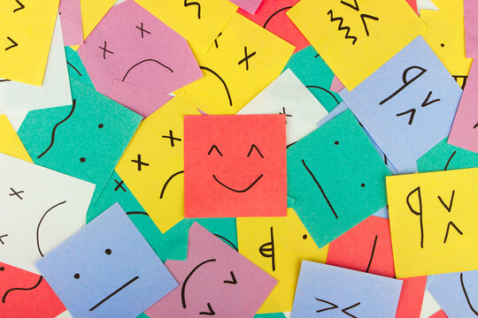 Naklejka Set of funny colored stickers with different emotions